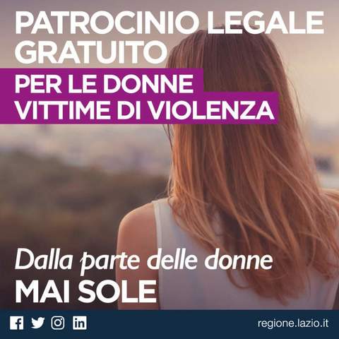 Regione Lazio: patrocinio legale gratuito donne vittime di violenza